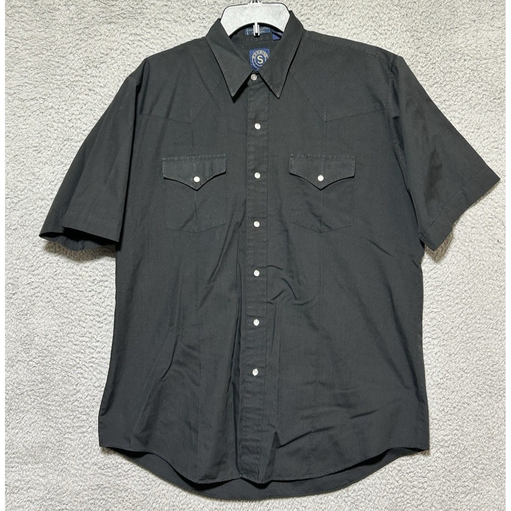 Vntg Running S Mens Sz XL Black Pearl Snap Striped Western Shirt ASO Johnny Cash